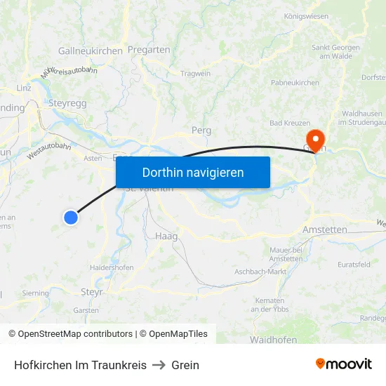 Hofkirchen Im Traunkreis to Grein map