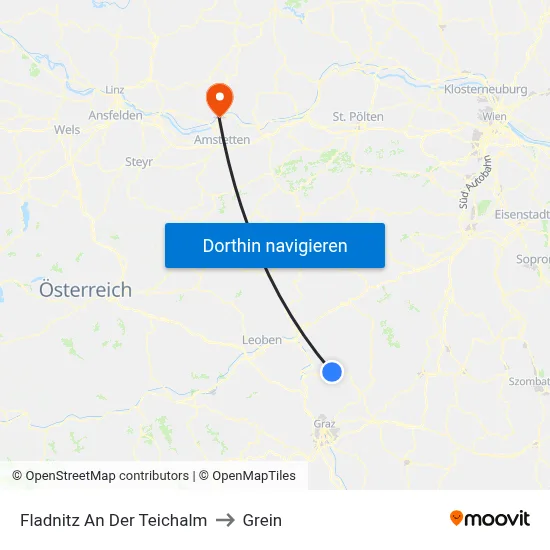 Fladnitz An Der Teichalm to Grein map