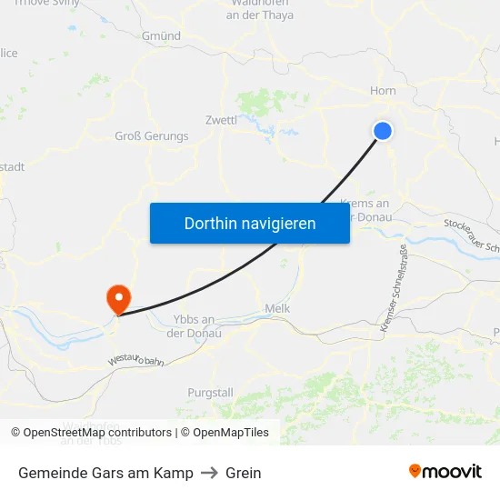 Gemeinde Gars am Kamp to Grein map