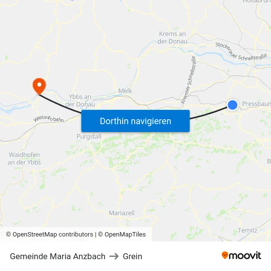 Gemeinde Maria Anzbach to Grein map