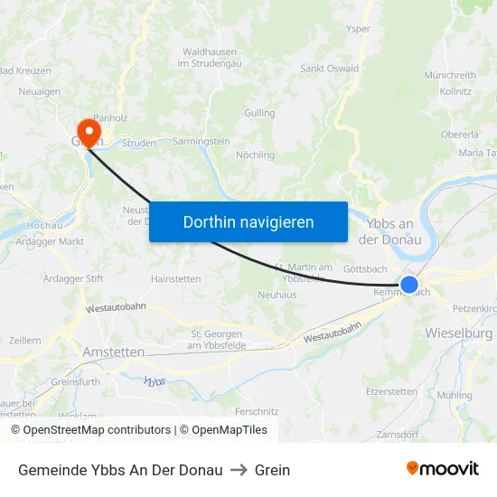 Gemeinde Ybbs An Der Donau to Grein map