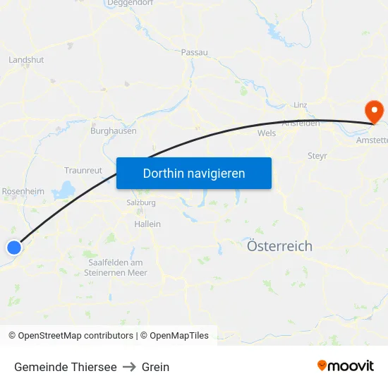 Gemeinde Thiersee to Grein map