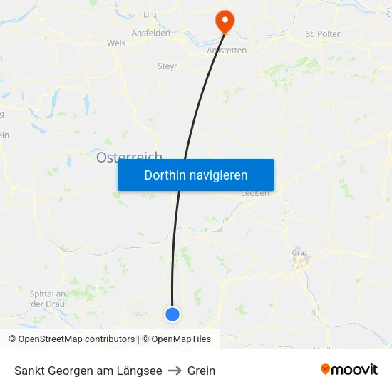 Sankt Georgen am Längsee to Grein map