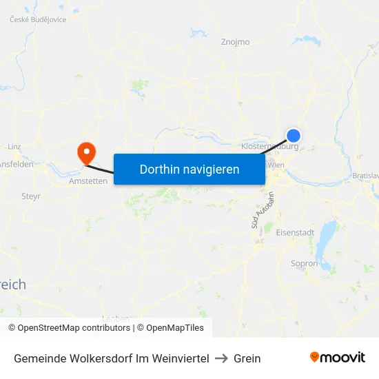 Gemeinde Wolkersdorf Im Weinviertel to Grein map