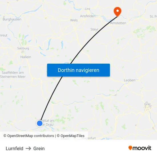 Lurnfeld to Grein map