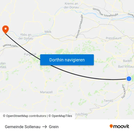 Gemeinde Sollenau to Grein map