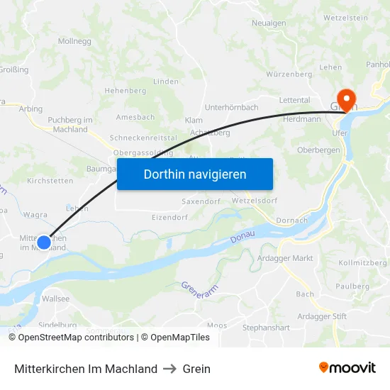 Mitterkirchen Im Machland to Grein map