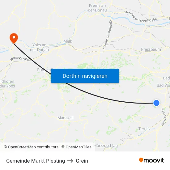 Gemeinde Markt Piesting to Grein map