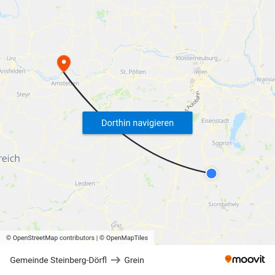 Gemeinde Steinberg-Dörfl to Grein map