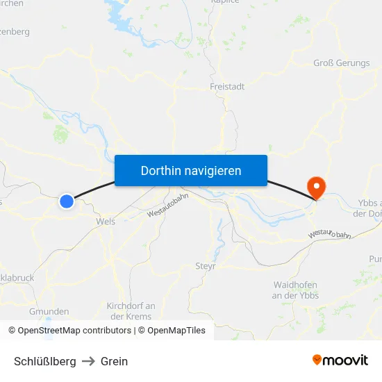 Schlüßlberg to Grein map