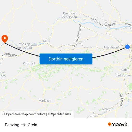 Penzing to Grein map