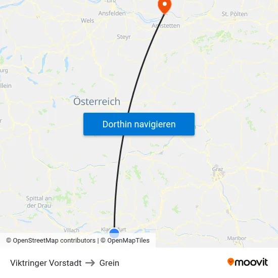 Viktringer Vorstadt to Grein map