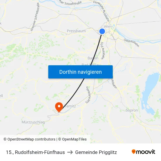 15., Rudolfsheim-Fünfhaus to Gemeinde Prigglitz map