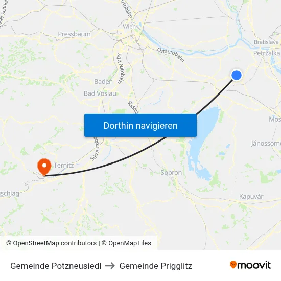 Gemeinde Potzneusiedl to Gemeinde Prigglitz map