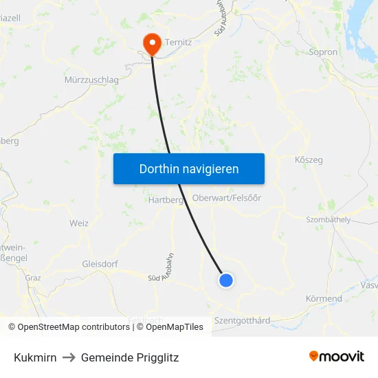 Kukmirn to Gemeinde Prigglitz map