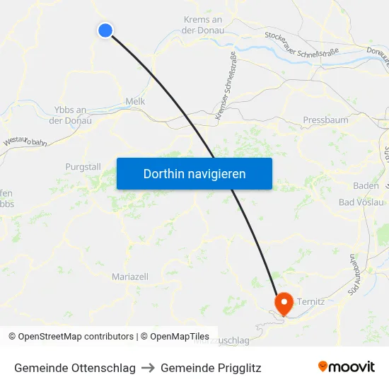 Gemeinde Ottenschlag to Gemeinde Prigglitz map