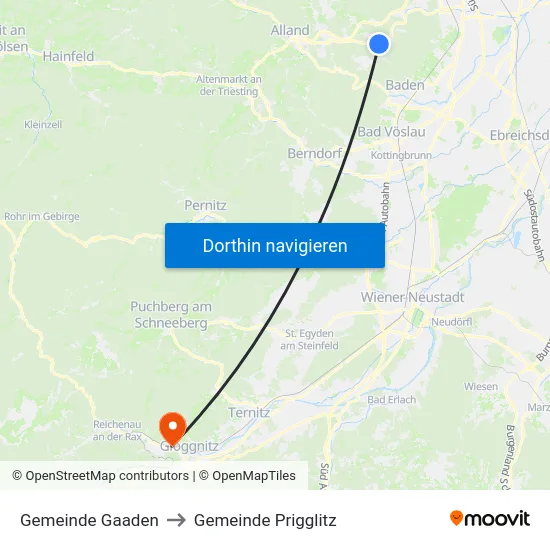 Gemeinde Gaaden to Gemeinde Prigglitz map