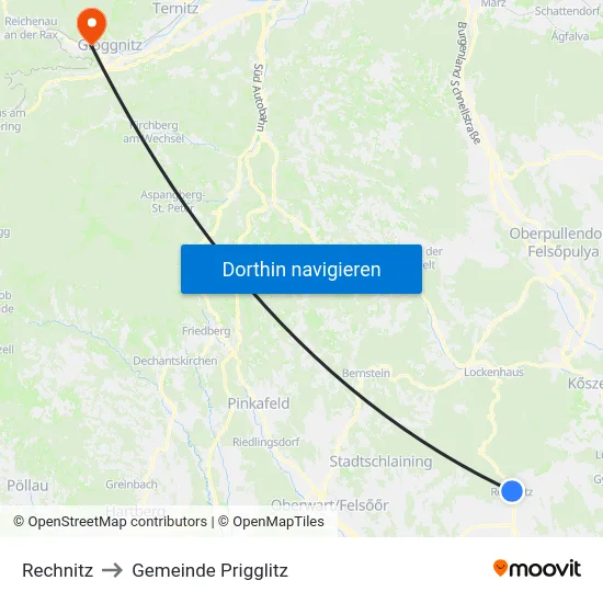 Rechnitz to Gemeinde Prigglitz map