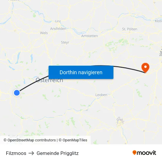 Filzmoos to Gemeinde Prigglitz map