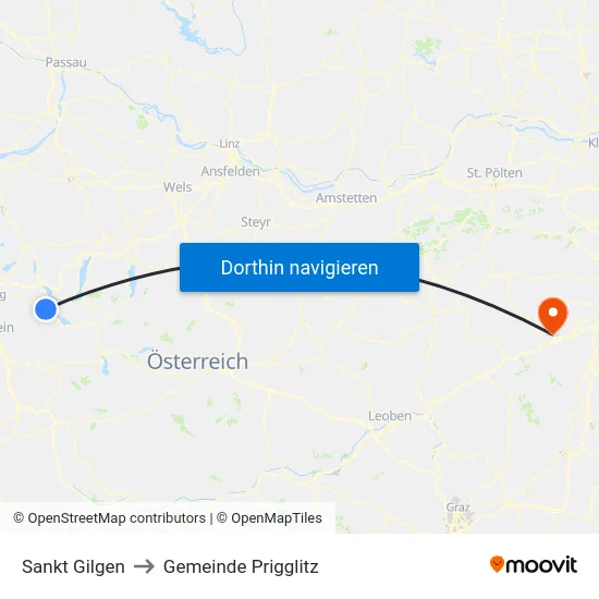 Sankt Gilgen to Gemeinde Prigglitz map