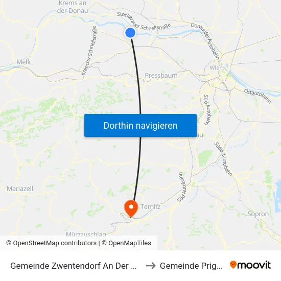 Gemeinde Zwentendorf An Der Donau to Gemeinde Prigglitz map
