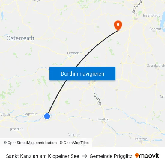 Sankt Kanzian am Klopeiner See to Gemeinde Prigglitz map