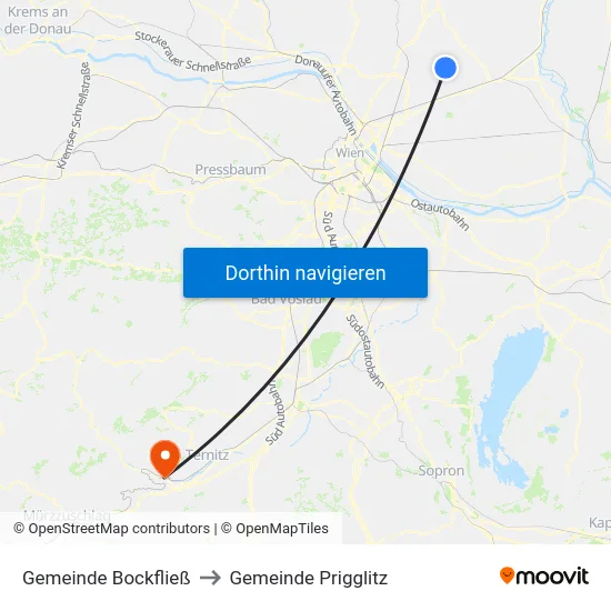 Gemeinde Bockfließ to Gemeinde Prigglitz map