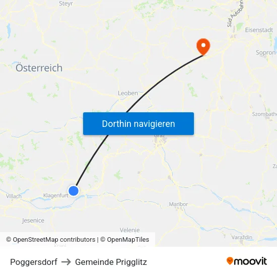 Poggersdorf to Gemeinde Prigglitz map