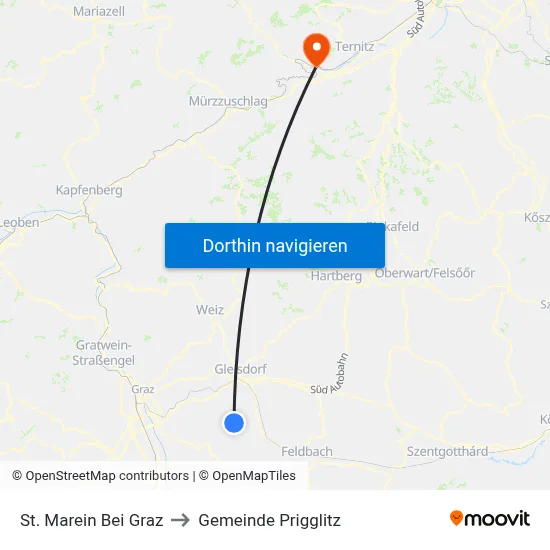 St. Marein Bei Graz to Gemeinde Prigglitz map