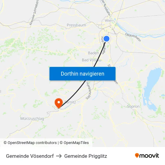 Gemeinde Vösendorf to Gemeinde Prigglitz map