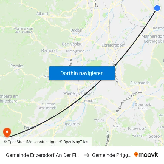 Gemeinde Enzersdorf An Der Fischa to Gemeinde Prigglitz map