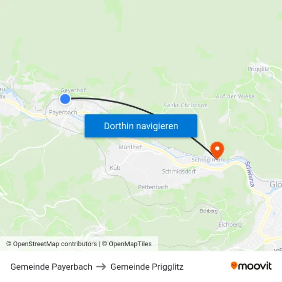 Gemeinde Payerbach to Gemeinde Prigglitz map