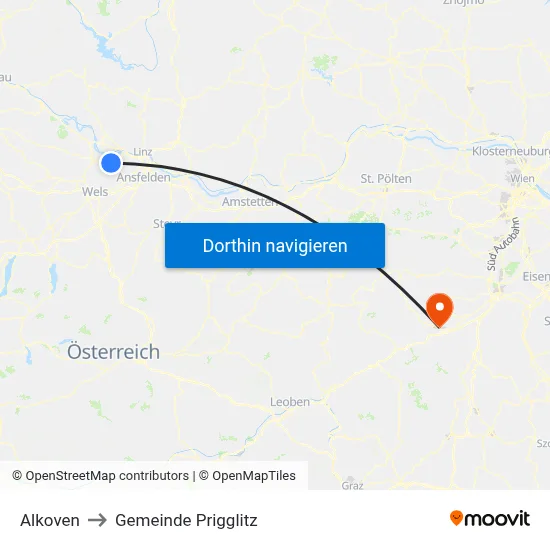 Alkoven to Gemeinde Prigglitz map