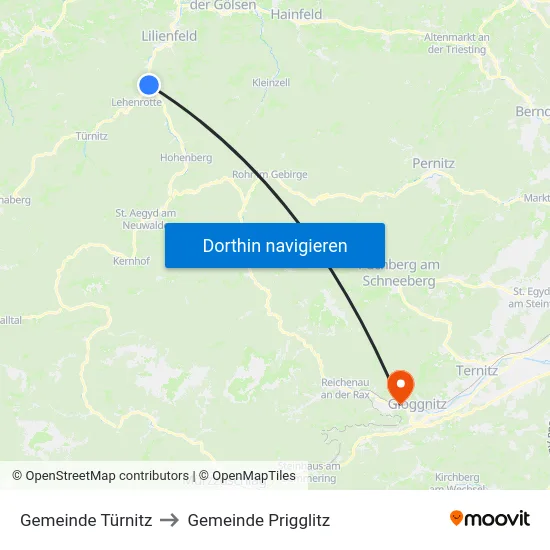 Gemeinde Türnitz to Gemeinde Prigglitz map