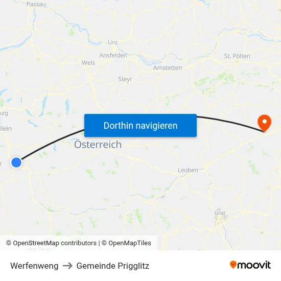 Werfenweng to Gemeinde Prigglitz map