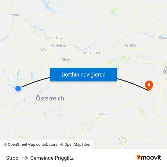 Strobl to Gemeinde Prigglitz map