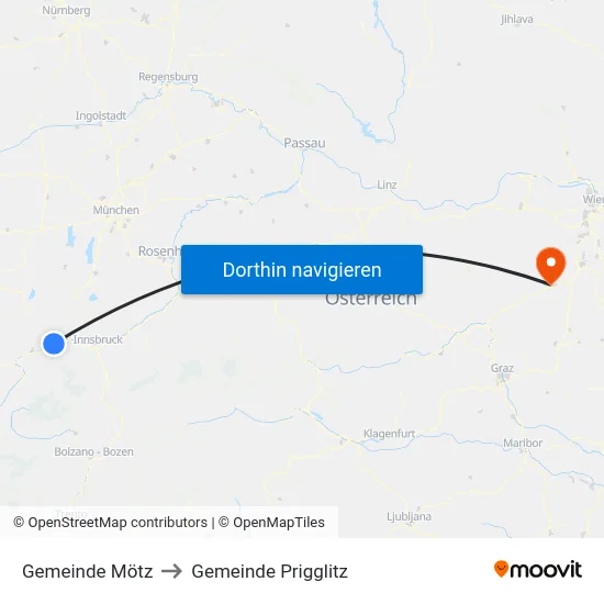 Gemeinde Mötz to Gemeinde Prigglitz map