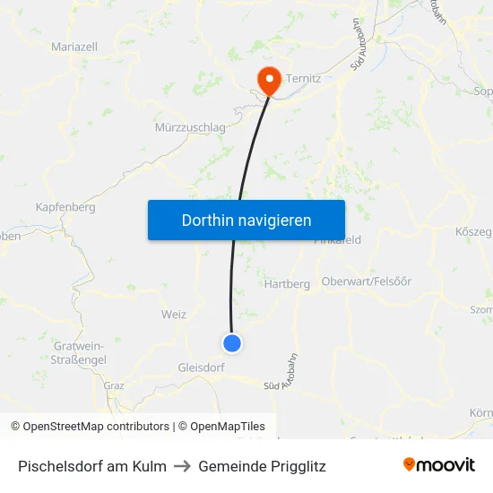 Pischelsdorf am Kulm to Gemeinde Prigglitz map