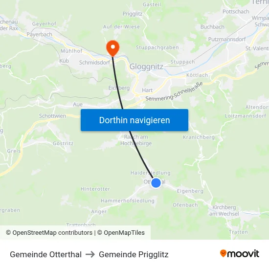 Gemeinde Otterthal to Gemeinde Prigglitz map