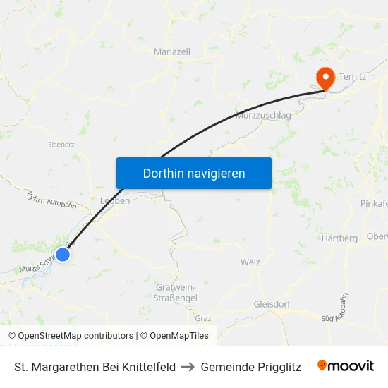St. Margarethen Bei Knittelfeld to Gemeinde Prigglitz map