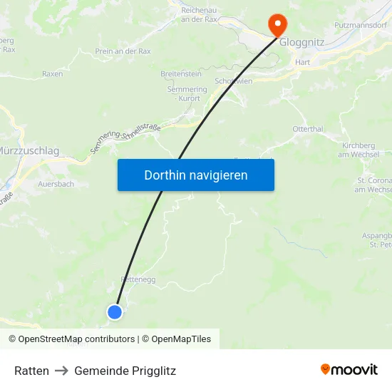 Ratten to Gemeinde Prigglitz map