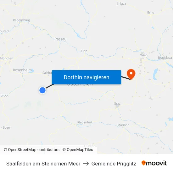 Saalfelden am Steinernen Meer to Gemeinde Prigglitz map