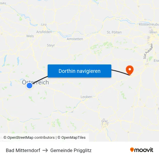 Bad Mitterndorf to Gemeinde Prigglitz map