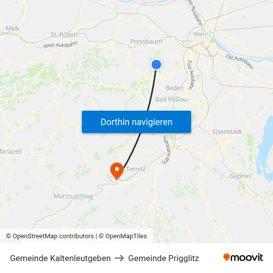 Gemeinde Kaltenleutgeben to Gemeinde Prigglitz map