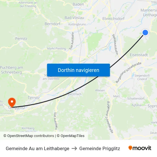 Gemeinde Au am Leithaberge to Gemeinde Prigglitz map