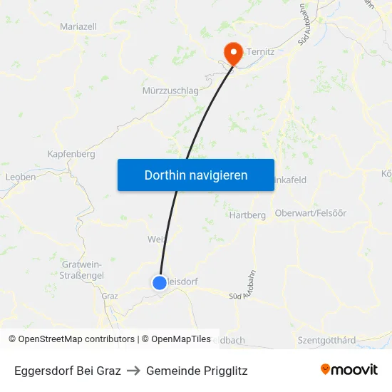 Eggersdorf Bei Graz to Gemeinde Prigglitz map