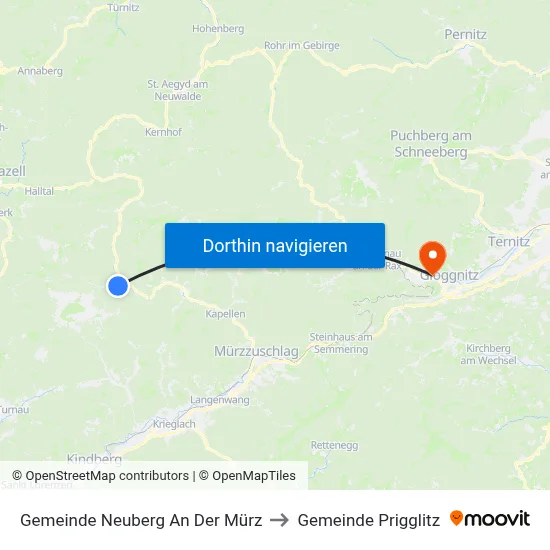 Gemeinde Neuberg An Der Mürz to Gemeinde Prigglitz map