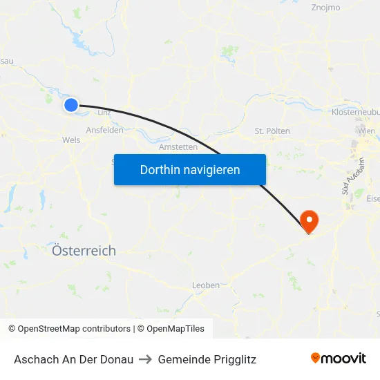 Aschach An Der Donau to Gemeinde Prigglitz map