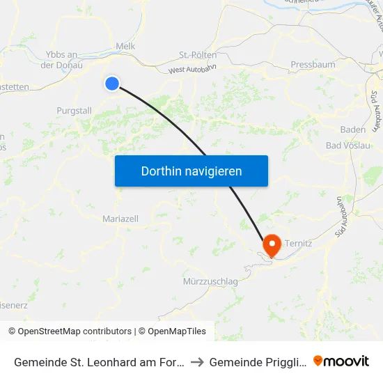Gemeinde St. Leonhard am Forst to Gemeinde Prigglitz map