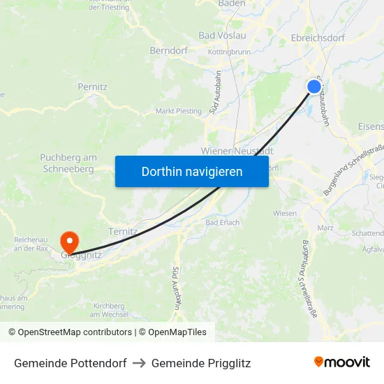 Gemeinde Pottendorf to Gemeinde Prigglitz map